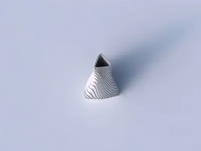 Vase grounded triangle with wavy extruded lines 2 3D print model