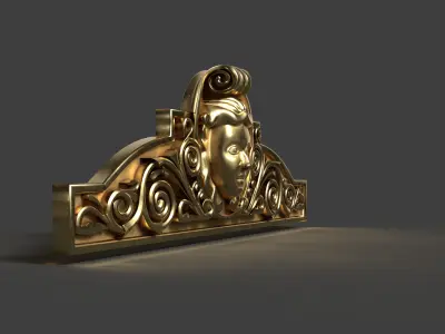 Mascaron for 3D Printing and Visualization Low-poly 3D model