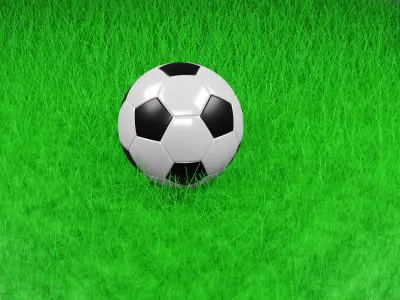 Football soccer ball on grass Low-poly 3D model