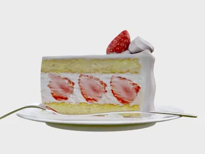 Slice of stawberry cake 3D model
