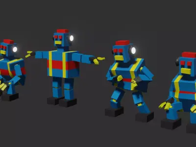 Robot DJ Rigged Character With Animations Low-poly 3D model