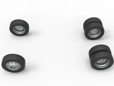 Wheel Set of Big Rig Racing Semi truck Scale 1 to 25 3D print model