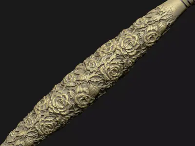 classic pull handle decor floral art laser texture royal 3D print model