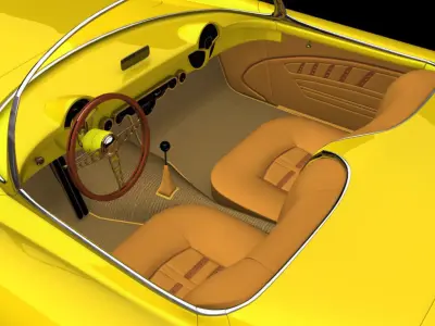 Vintage Convertible Sports Car -1950s Retro Classic Coupe Low-poly 3D model