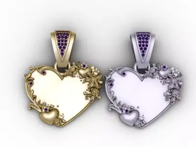 Eternal Bloom Heart Pendant Floral Luxury Romance Jewelry STL 3D print model