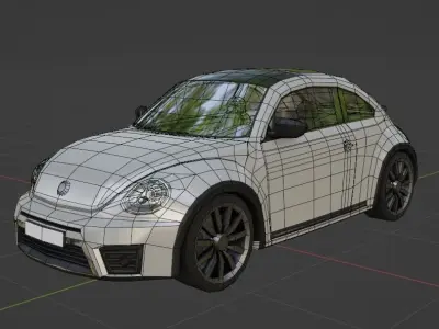 Volkswagen Beetle lowpoly Low-poly 3D model