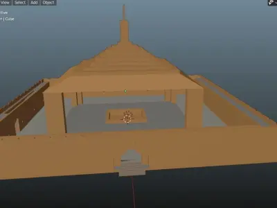 Temple with orange roof Free low-poly 3D model