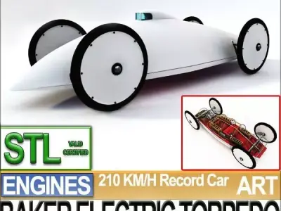 Record Car Baker Electric Torpedo 1902 STL Printable 3D print model