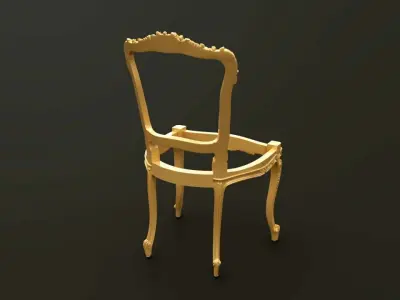 Classic Baroque Style Wooden Chair Base for CNC 3D model