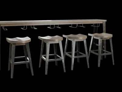Dining Table Set-09 Low-poly 3D model