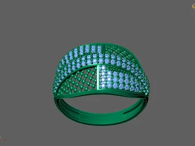 Women Ring With Stone Diamond Ready STL 3DM Models Womens Rings 3D print model 6