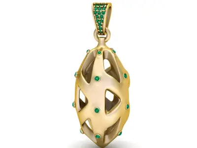 Modern Sculptural Gemstone Pendant 3D Printable Model 3D print model