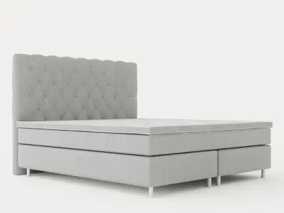 Superior Luxury Continental Bed180x200 Cm Light Gray Silver Low-poly 3D model