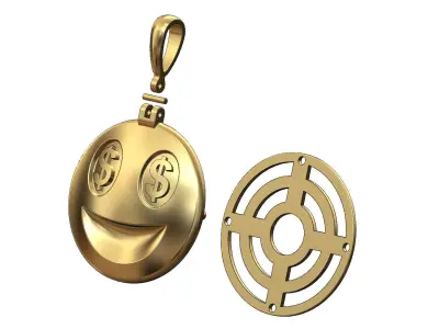Money smile emoji pendant with bail 3D print model