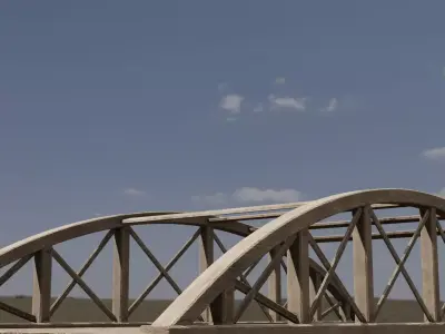 Wooden bridge Low-poly 3D model