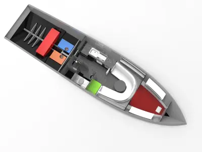 Cigarette fast commuter boat with engine 3D model