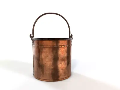 Copper bucket Low-poly 3D model