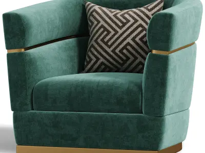 Temptation High Performance Luxury Velvet Armchair  MINT GREEN 3D model