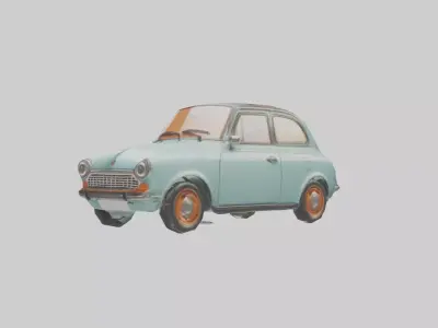 Retro Compact Car model Low-poly 3D model