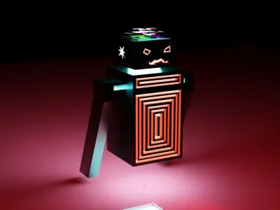 W02 - ROB Low Poly 3D Robot for Games Low-poly 3D model