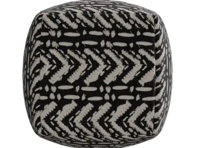 Black Cotton Pouf by Mariel 3D model