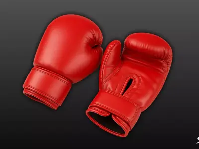 Red Boxing Gloves Low-poly 3D model