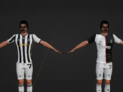 Cristiano Ronaldo - Juventus  - Two Models Low-poly 3D model