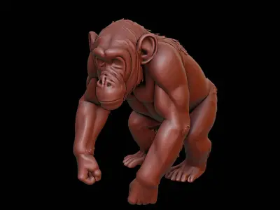 Chimpanzee Animal Sculpture 3D print model buy