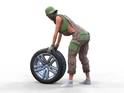 N1 woman mechanic 3D print model