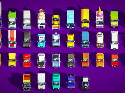 Low Poly Toon Cars Pack Low-poly 3D model