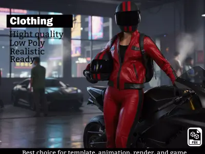 Redline Racer Realistic Outfit Low-poly 3D model