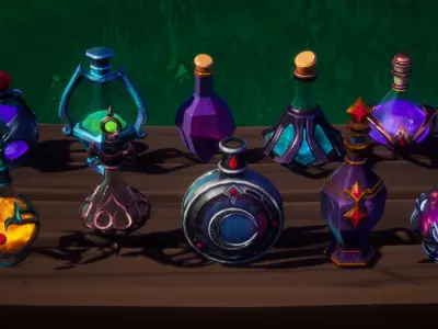 Emberbrew Potions - Stylized Potion Pack FBX and Unreal Engine Low-poly 3D model