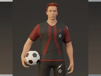 Football Player game ready character  Low-poly 3D model
