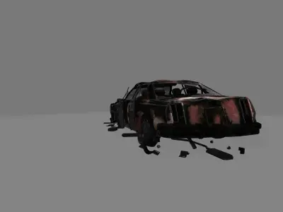 wrecked car Low-poly 3D model