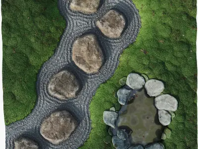 Japanese Zen Garden 07 - Lowpoly - HQ - PBR - 4K Low-poly 3D model