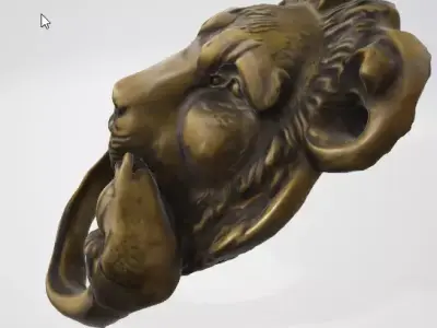 Decorative Golden Lion 3D Model 3D model