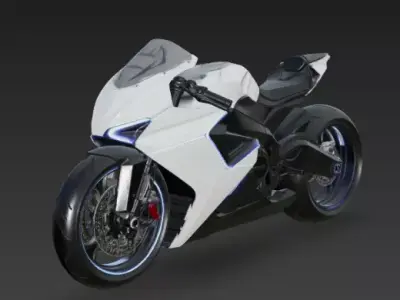 White Sports Bike 3D Model Realistic Render 3D model
