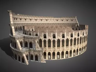 Roman Colosseum Ruins low poly 3d Model Low-poly 3D model
