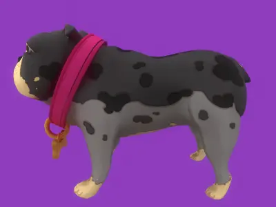 Stylized Spotted Grey English Bulldog for Games and Animation Low-poly 3D model