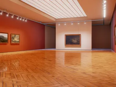 Classical landscape paintings Low-poly 3D model