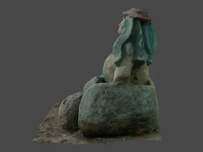 Mermaid statue Low-poly 3D model