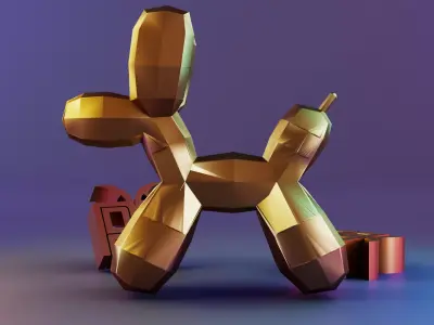 Low Poly Balloon Dog kaws 3D print model
