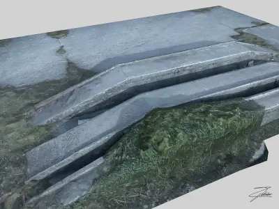 Concrete loading ramp Low-poly 3D model