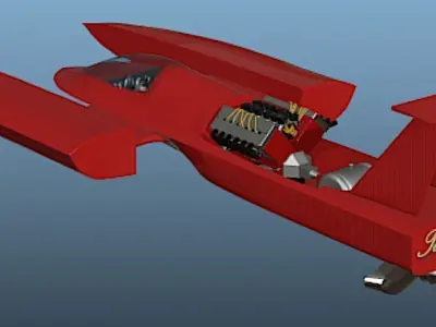 Drag Boat - Terminator - High Poly 3D model