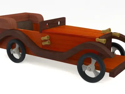 Wooden Showpiece Car Low-poly 3D model