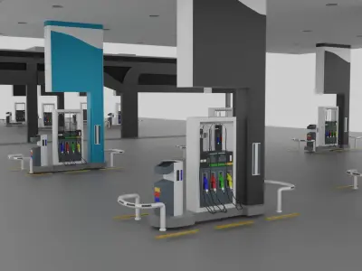 Gas Station Low-poly 3D model get