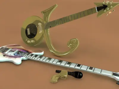 Prince Symbol Guitar and Eye Bass 3D model