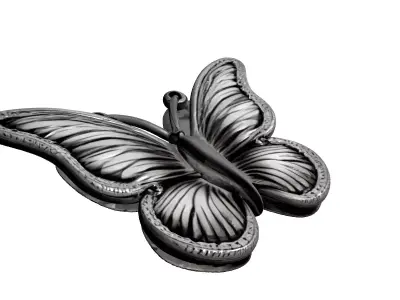 Luxury Diamond Silver Butterfly Brooch Low-poly 3D model