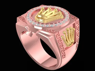 Luxury Crown Emblem Men Ring 3D Model  1271 3D print model