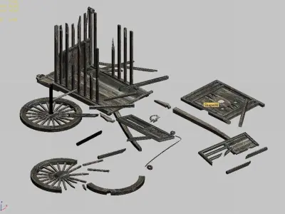 Game Elven Mountain - Broken - Chariot 01 3D model